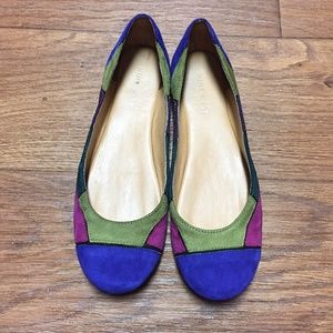 Nine West Color Block Jewel Toned Round Toe Flats